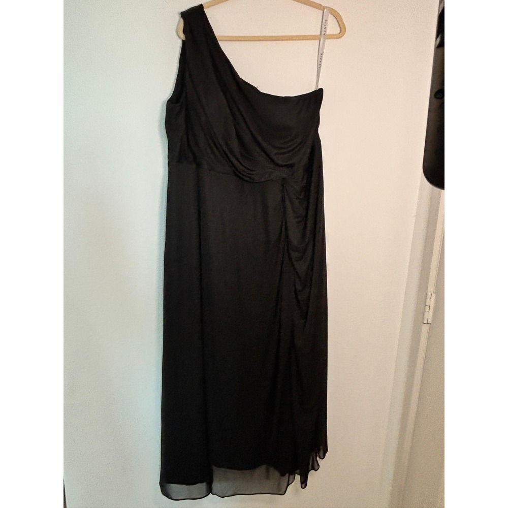 Azazie Black One Shoulder Maxi Dress Bridesmaid Formal Gown Size C